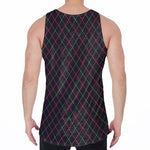 Black Pink And Blue Argyle Pattern Print Men's Velvet Tank Top