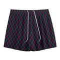 Black Pink And Blue Argyle Pattern Print Mesh Shorts