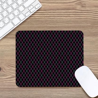 Black Pink And Blue Argyle Pattern Print Mouse Pad