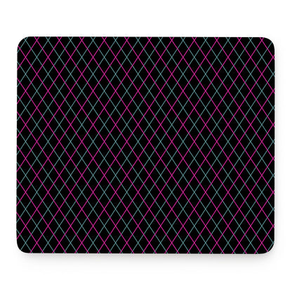 Black Pink And Blue Argyle Pattern Print Mouse Pad