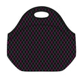 Black Pink And Blue Argyle Pattern Print Neoprene Lunch Bag