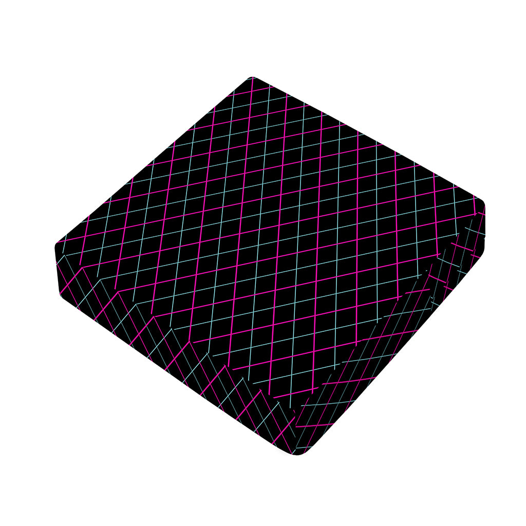 Black Pink And Blue Argyle Pattern Print Outdoor Seat Cushion Cover