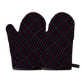 Black Pink And Blue Argyle Pattern Print Oven Mitts