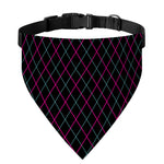 Black Pink And Blue Argyle Pattern Print Over The Collar Dog Bandana