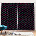 Black Pink And Blue Argyle Pattern Print Pencil Pleat Curtains