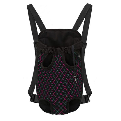 Black Pink And Blue Argyle Pattern Print Pet Carrier Backpack