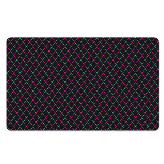 Black Pink And Blue Argyle Pattern Print Polyester Doormat
