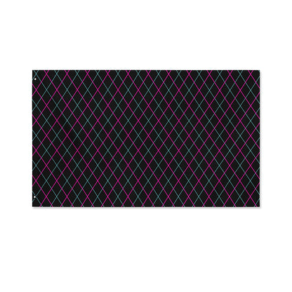 Black Pink And Blue Argyle Pattern Print Polyester Flag