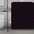 Black Pink And Blue Argyle Pattern Print Polyester Shower Curtain