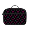 Black Pink And Blue Argyle Pattern Print Portable Lunch Bag