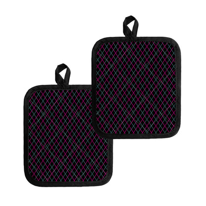 Black Pink And Blue Argyle Pattern Print Pot Holders