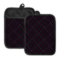 Black Pink And Blue Argyle Pattern Print Pot Holders With Pocket