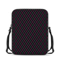 Black Pink And Blue Argyle Pattern Print Rectangular Crossbody Bag