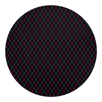 Black Pink And Blue Argyle Pattern Print Round Blanket