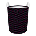 Black Pink And Blue Argyle Pattern Print Round Laundry Basket
