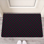 Black Pink And Blue Argyle Pattern Print Rubber Doormat