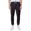 Black Pink And Blue Argyle Pattern Print Joggers
