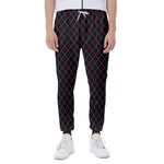 Black Pink And Blue Argyle Pattern Print Scuba Joggers