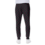 Black Pink And Blue Argyle Pattern Print Scuba Joggers
