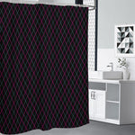 Black Pink And Blue Argyle Pattern Print Shower Curtain