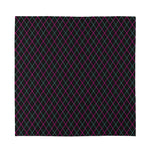 Black Pink And Blue Argyle Pattern Print Silk Bandana