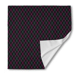 Black Pink And Blue Argyle Pattern Print Silk Bandana