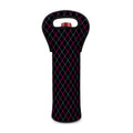 Black Pink And Blue Argyle Pattern Print Single Neoprene Wine Tote
