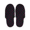 Black Pink And Blue Argyle Pattern Print Slippers