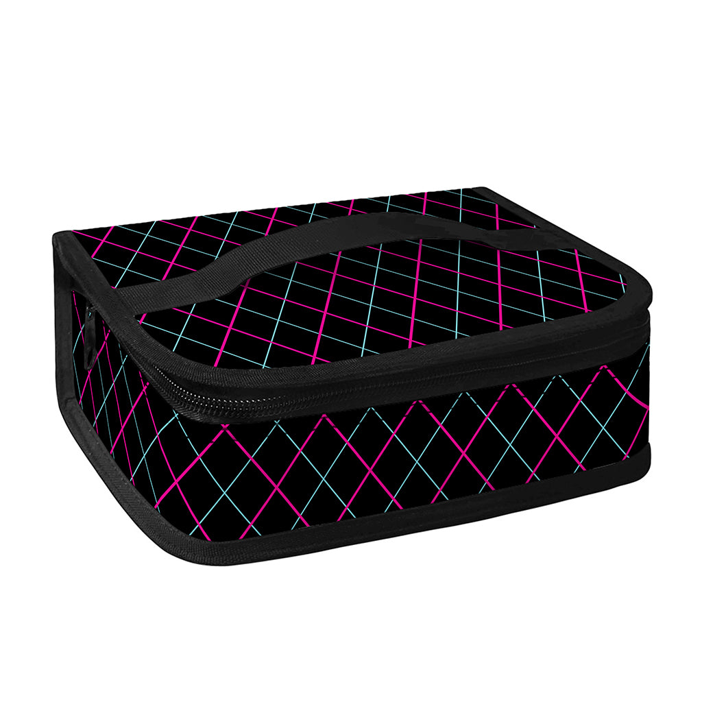Black Pink And Blue Argyle Pattern Print Small Lunch Bag