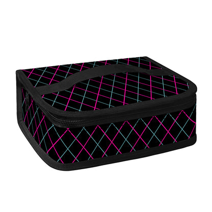 Black Pink And Blue Argyle Pattern Print Small Lunch Bag