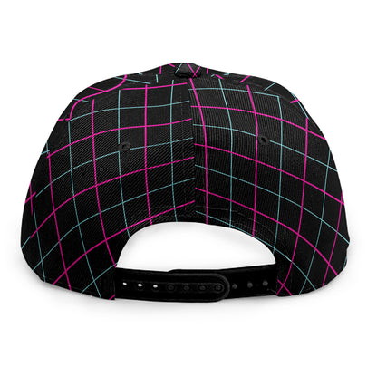 Black Pink And Blue Argyle Pattern Print Snapback Cap
