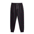 Black Pink And Blue Argyle Pattern Print Sweatpants