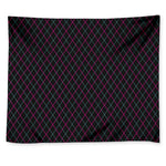 Black Pink And Blue Argyle Pattern Print Tapestry