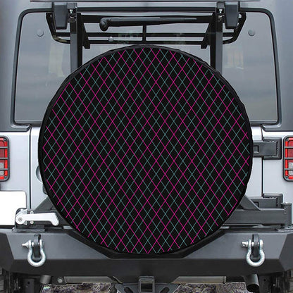 Black Pink And Blue Argyle Pattern Print Tire Cover