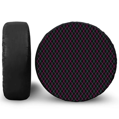 Black Pink And Blue Argyle Pattern Print Tire Cover