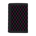 Black Pink And Blue Argyle Pattern Print Trifold Wallet