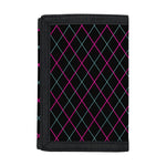 Black Pink And Blue Argyle Pattern Print Trifold Wallet