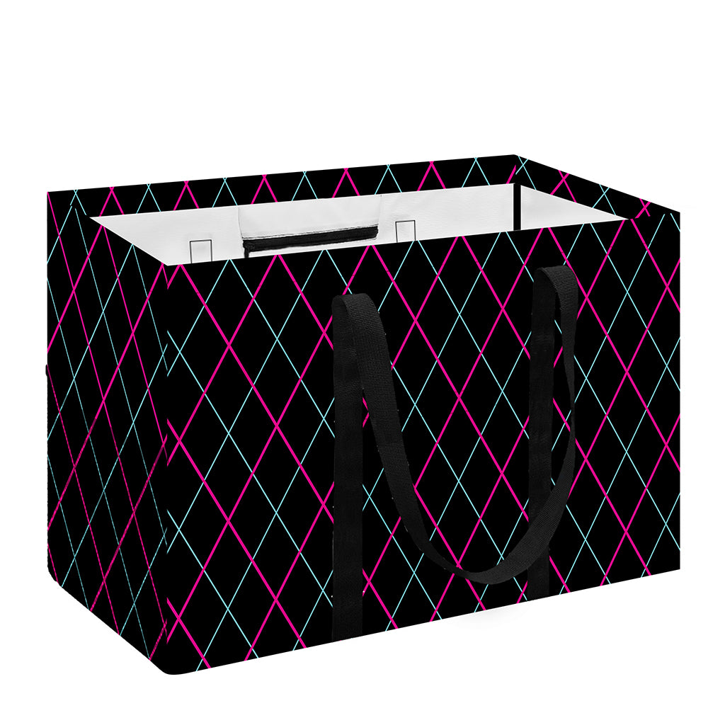 Black Pink And Blue Argyle Pattern Print Utility Tote Bag