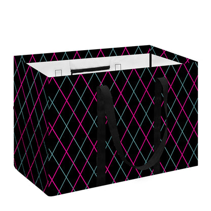 Black Pink And Blue Argyle Pattern Print Utility Tote Bag