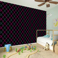 Black Pink And Blue Argyle Pattern Print Wall Sticker