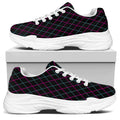 Black Pink And Blue Argyle Pattern Print White Chunky Shoes