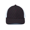 Black Pink And Blue Argyle Pattern Print White Mesh Trucker Hat