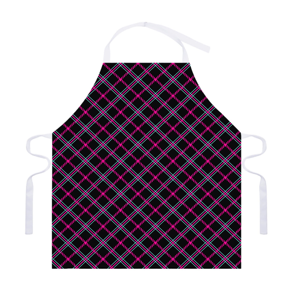Black Pink And Blue Tartan Pattern Print Adjustable Apron