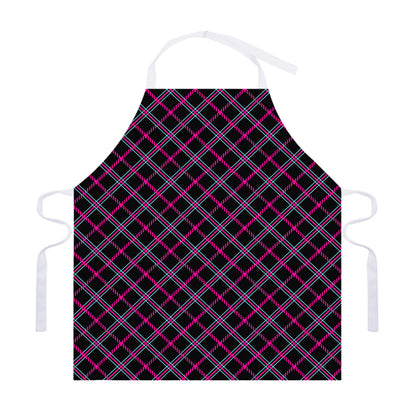 Black Pink And Blue Tartan Pattern Print Adjustable Apron