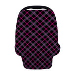 Black Pink And Blue Tartan Pattern Print Baby Seat Cover