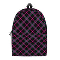 Black Pink And Blue Tartan Pattern Print School Backpack