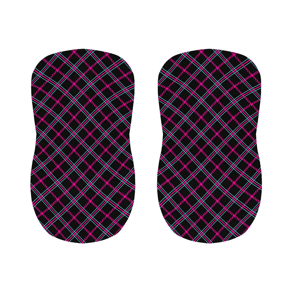Black Pink And Blue Tartan Pattern Print Bar Stool Covers