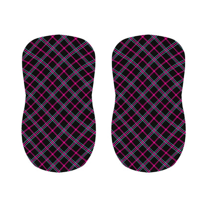 Black Pink And Blue Tartan Pattern Print Bar Stool Covers
