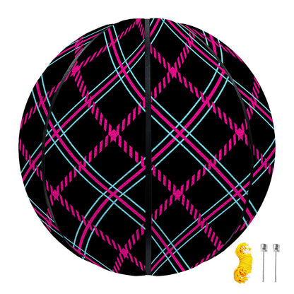 Black Pink And Blue Tartan Pattern Print Basketball
