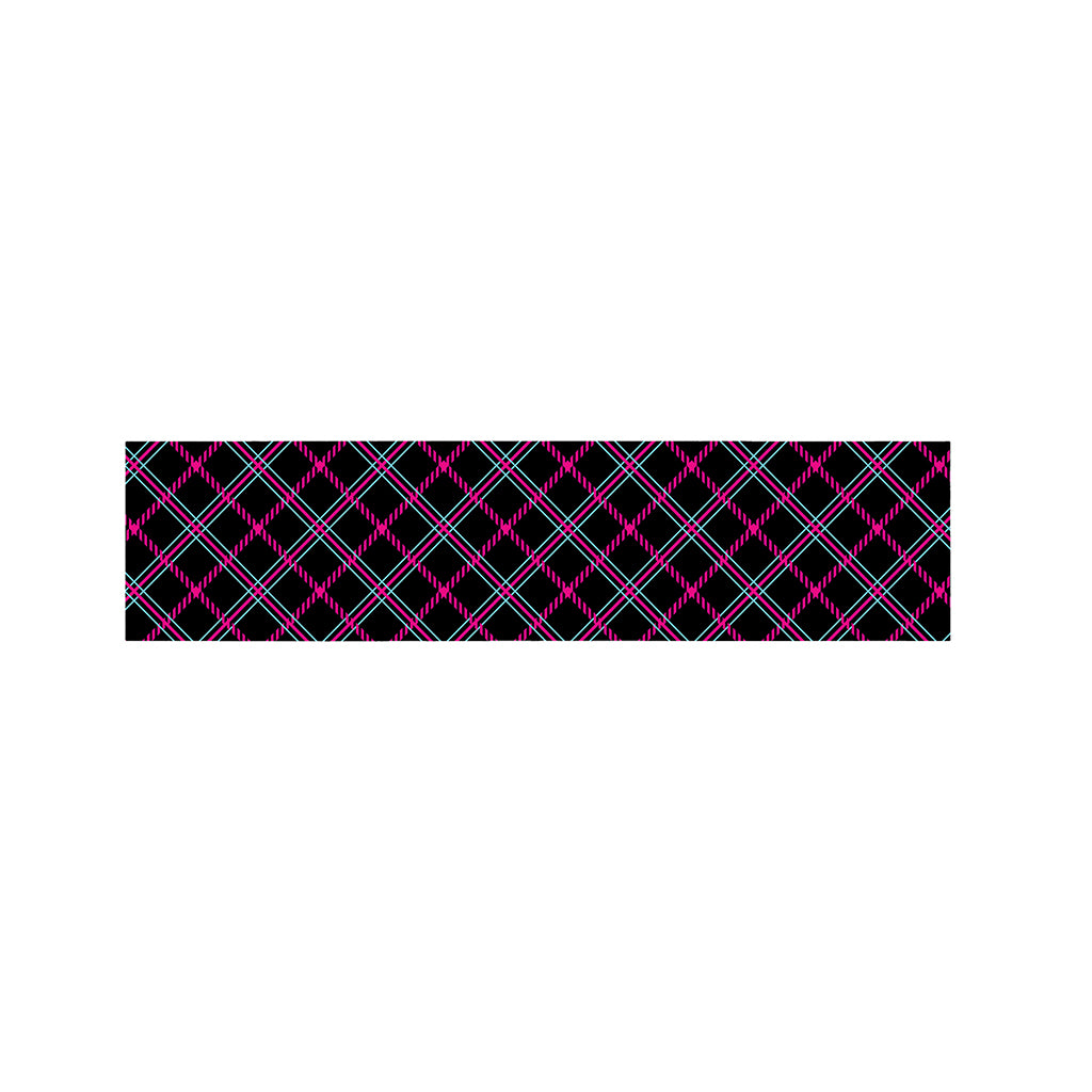 Black Pink And Blue Tartan Pattern Print Bed Runner